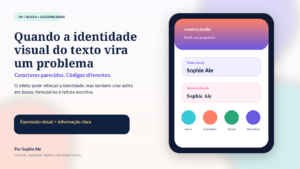 Texto estilizado como recurso de identidade e possível fonte de atrito em busca, formulários, leitura assistiva e dispositivos