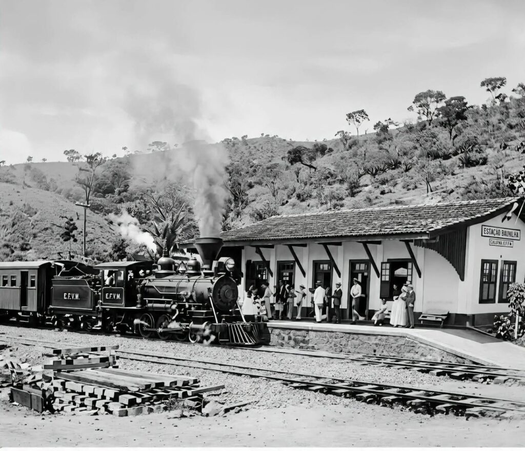 O telégrafo chega com o trem na estação de Baunilha